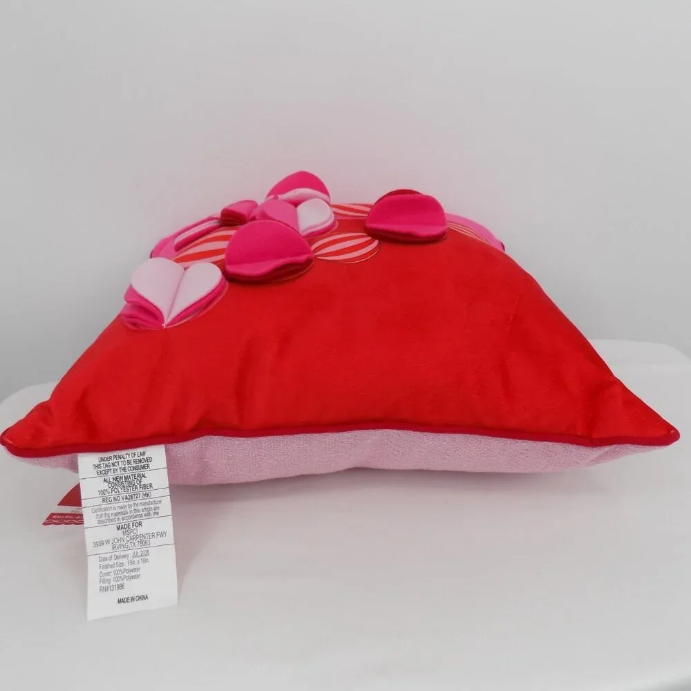 Christmas Ornament Tree Pillow Red Pink Whimsical Christmas 18x18 Holiday New